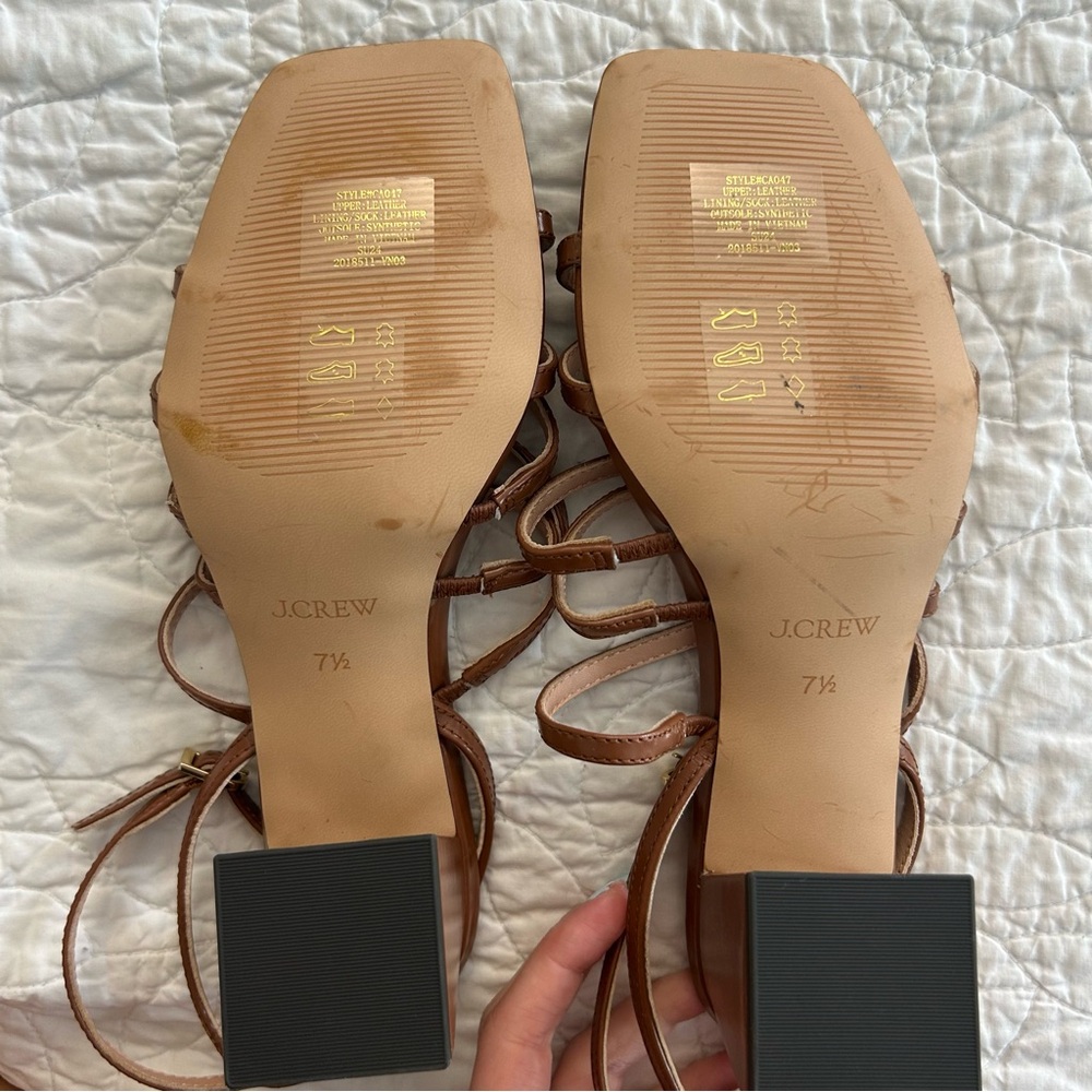 J.Crew Layne Strappy-Sandal Heels in Brown Leather - Picture 8 of 8